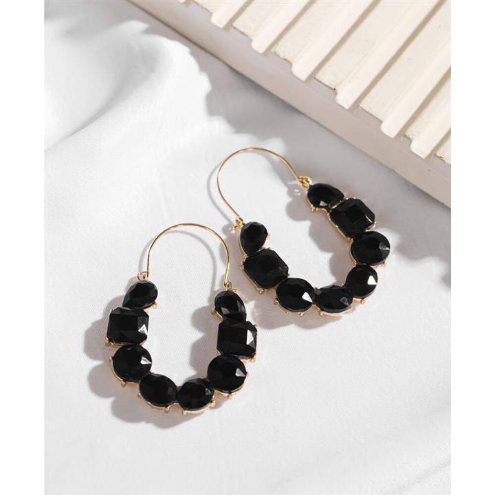 گوشواره مجلسی نگین دار مشکی GE406
